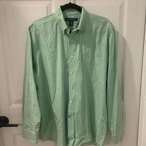OXFORD GOLF Men's Shirt Size Large Plaid Green Blue‎ Button Down Long Sleeve